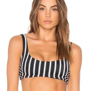 Tori Praver Deja Striped Bikini Top Medium Black White‎